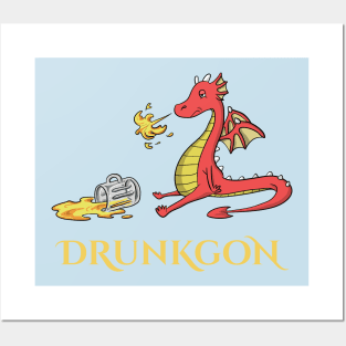 Funny Cute Drunk Dragon love Beer Alcohol Adult Gift Posters and Art